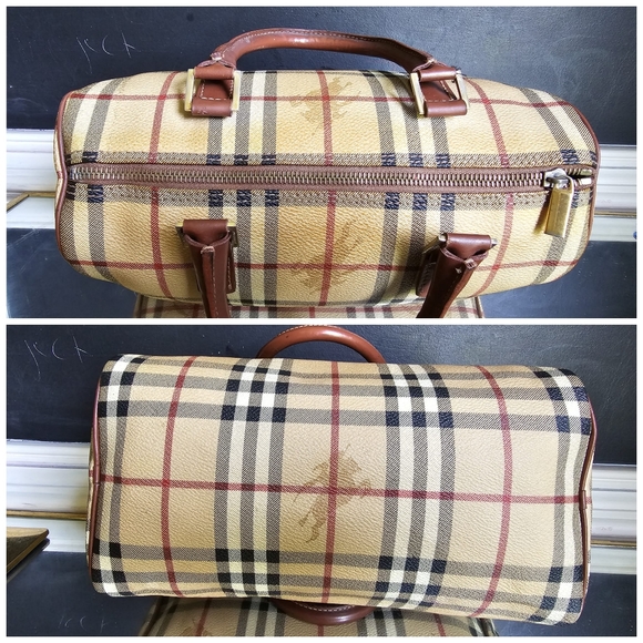 BURBERRY HAYMARKET CHECK BOSTON BAG Vintage - Picture 7 of 12